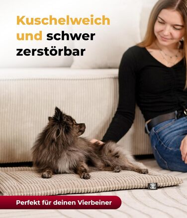 Килимок для собак HS-Hundebett® з флісової тканини, XS (45x65 см) – двосторонній, миючий – м'який, затишний – бежевий, Made in Germany 3977