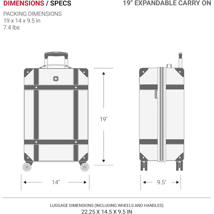 Валіза Swiss Gear 7739 з жорстким корпусом, спінерами, білий (2-Piece Set 19/26)