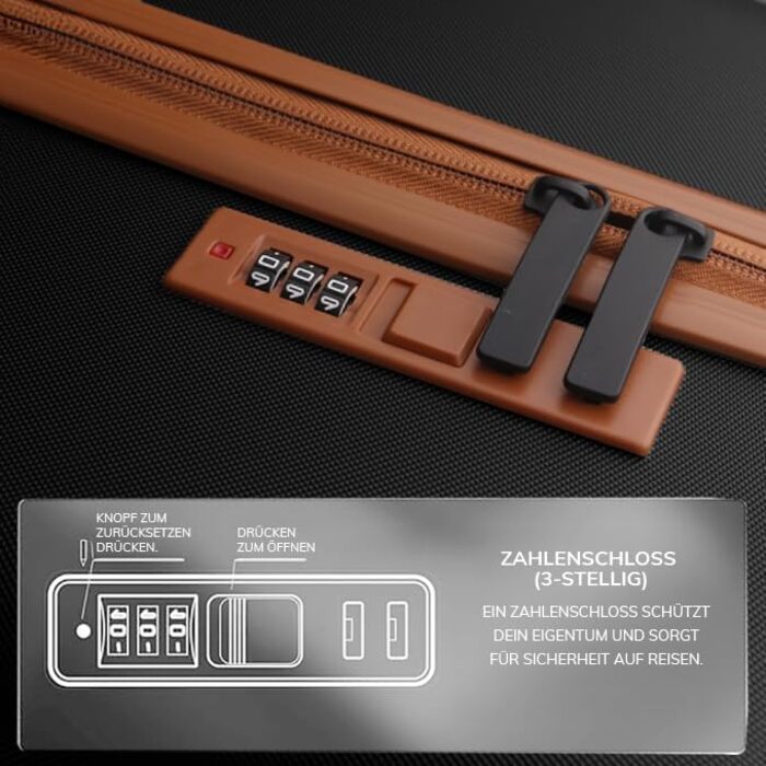 Набір валіз FERGÉ Milano 3 шт. з жорстким корпусом (Handgepäck, L, XL) – кафе (5 шт., чорний)