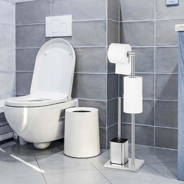 Підлоговий набір для ванної кімнати: тримач для туалетного паперу та йоржик із нержавіючої сталі