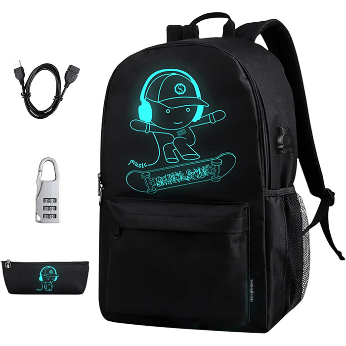 Шкільний рюкзак для хлопчика BSTcentelha з USB-портом та зарядкою, чорний