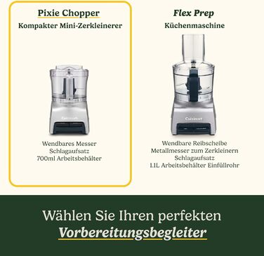 Cuisinart Pixie Chopper: Зеркалеро 0.7л з 2 швидкостями, SmartPower-лезо, BladeLock, компактний, миючий, BPA-free, для соусів, пасти