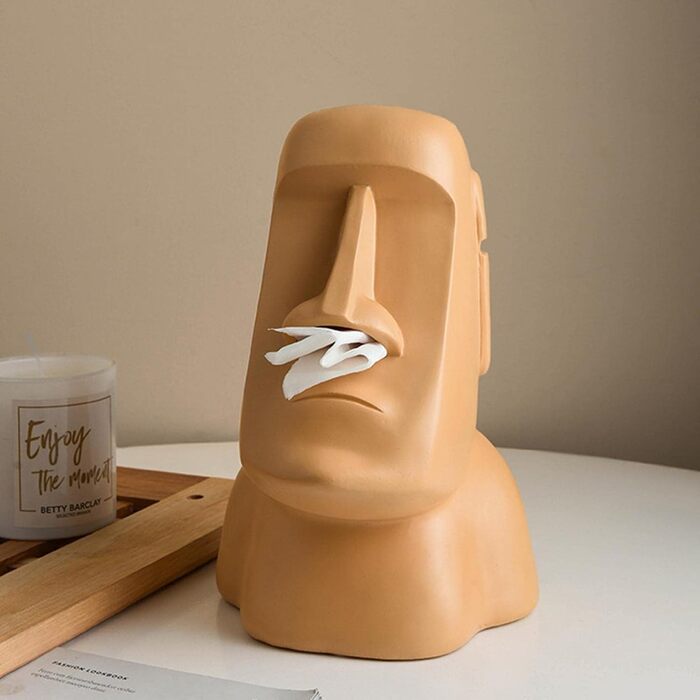 Easter Tissue Box Holder | Easter Island - Face Pattern Tissue Box Cover | Unique Toilet Paper Holder for Bathrooms, Bedroom Dressers, Nightstands, Desks, and Tables