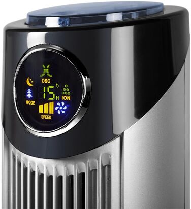 Турбовентилятор Orbegozo TWM 1015 з пульта дистанційного керування, 3 режими, LED дисплей, таймер, 3 швидкості, тихий, поворот 80°, 45W, сірий/чорний (89 см.)