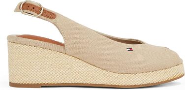 Сліпони Tommy Hilfiger Flag Mid Wedge Espad SLIN бежеві (40 EU) - жіночі сандалі на танкетці