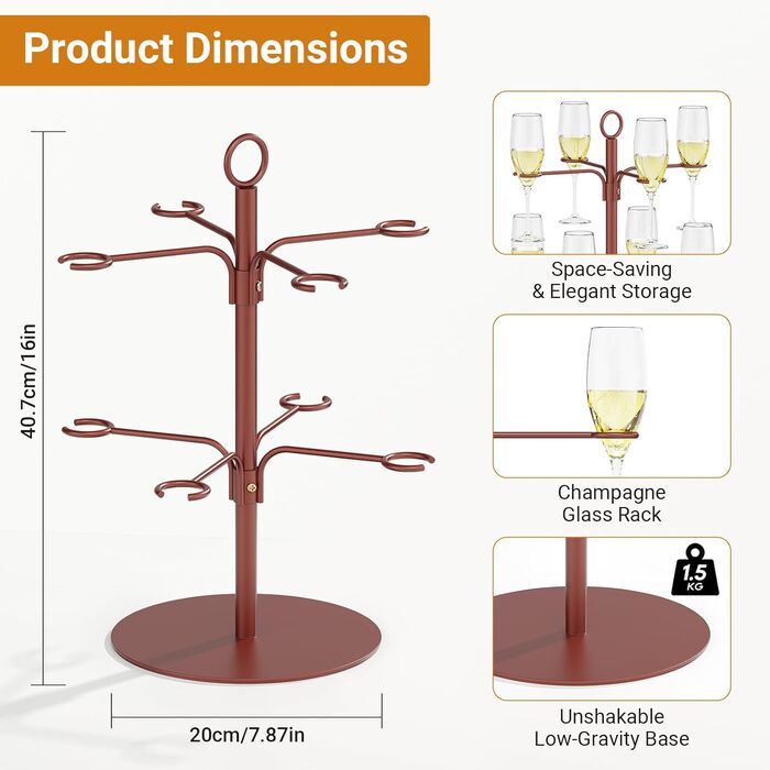 Башня для напоїв TJ.MOREE на 8 келихів Aperol Baum – підставка для коктейлів, подарунок для жінок, рожевий коктейльний столик для шампанського