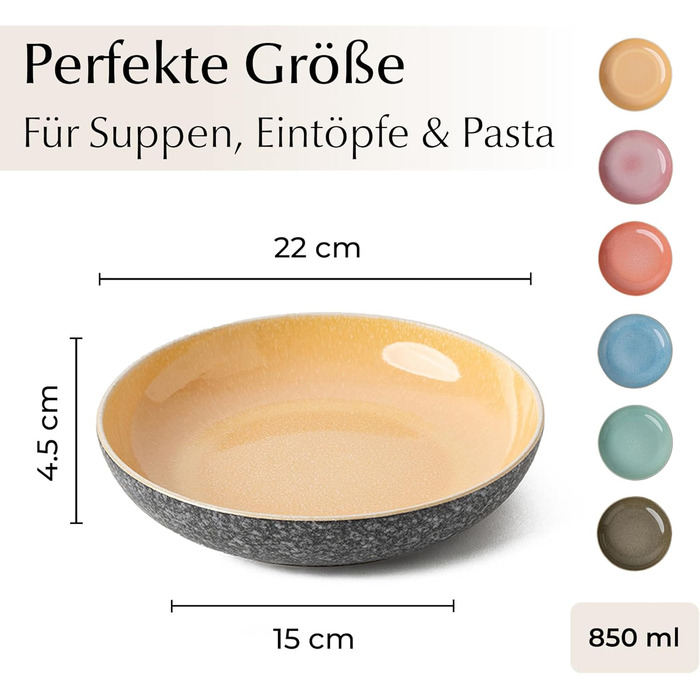 Набір посуду Miamio Las Palmitas (24 предмети) для 6 осіб: тарілки, чашки, супові тарілки, миски для каші/пасти. Можна мити в посудомийній машині, використовувати в мікрохвильовій печі та духовці.