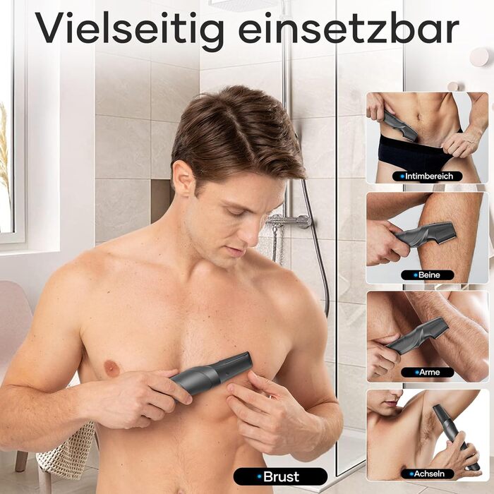 Триммер для тіла Kensen V-подібний чоловічий для гоління інтимної зони. Вологостійкий тілотриммер з насадками для ніг, грудей, пахв та зони бікіні.