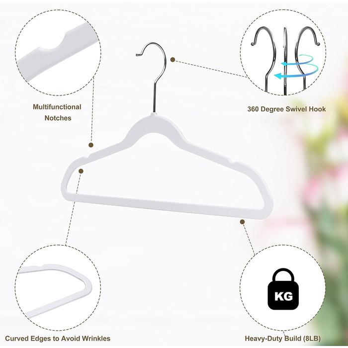 Дитячі пластикові вішалки для одягу Quality Hangers, компактні плічики з поворотним гачком для сорочок та суконь, білі, 35 см, 30 шт.