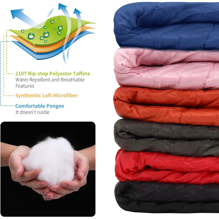 Літній спальний мішок - компактний, легкий, для кемпінгу, відпочинку на природі, дорослих, піших прогулянок, відпочинку в приміщенні, зелений