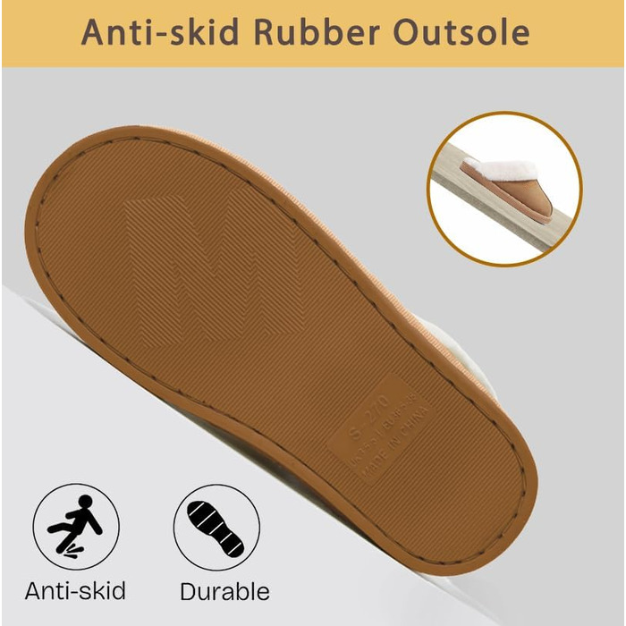 Тапочки халатні Donpapa для дому та вулиці, зимові, теплі, з м'якою устілкою з піною пам'яті, з штучним хутром, антиковзаючі, 38.5/40 EU, Коричневий