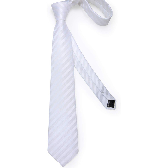 Мужской галстук DiBanGu из шелка с нагрудником и запонками, набор для свадьбы, формальный стиль (белый)