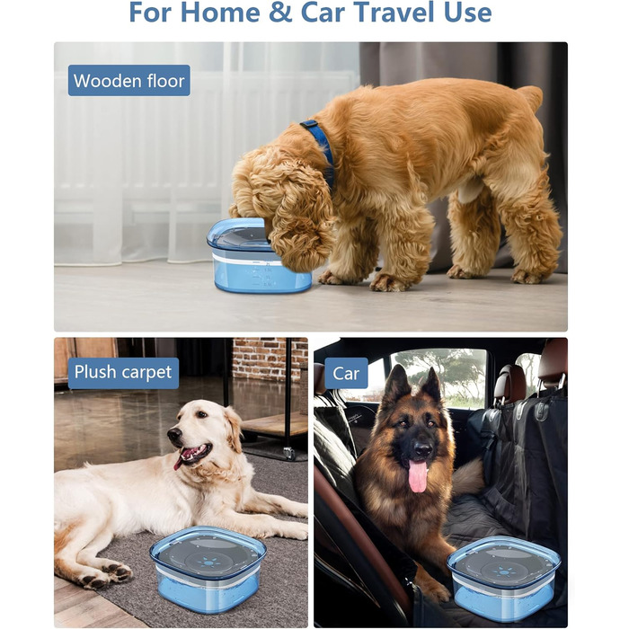 Миска для собак PETTOM, 2L, проти протікання, без облизування, велика (Блакитна)