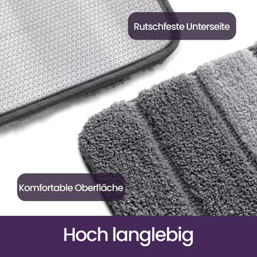Нековзна килимок для ванної кімнати DEXI 50 x 80 см, сірий. М'який, швидковисихаючий, для душу, ванни, прання.