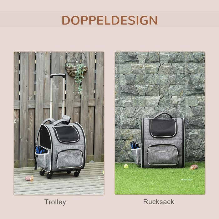 Транспортна переноска для котів та собак PawHut – рюкзак-переноска для тварин до 4 кг, сірий