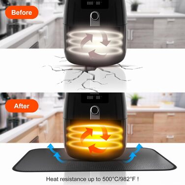 Стійка до вогню підставка під гаряче 50x70 см | Силіконовий килимок для захисту від вогню | Килимок для плити, фритюрниці, кавомашини | Чорний, антиковзний, водонепроникний