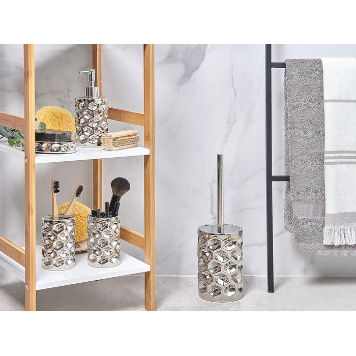 Елегасний аксесуар для ванної кімнати 5 шт. з кераміки срібного кольору Tirua