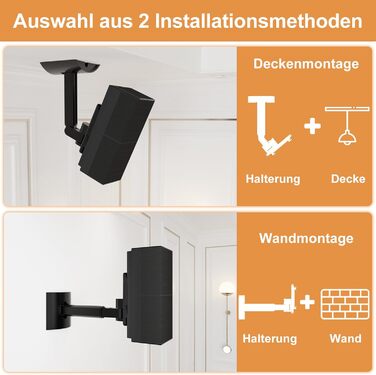 Кріплення для динаміків Bose (2 шт.): настінне та стельове. Підходить для UB-20, WB-50 II, Lifestyle, Soundtouch. Регульоване кріплення, чорний колір.