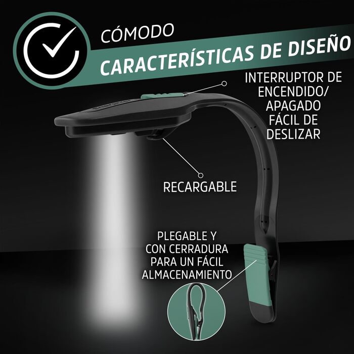 Ліхтарик для читання Energizer LED з кліпсою, USB-C, 3 режими, акумуляторна, гнучка, захист для очей