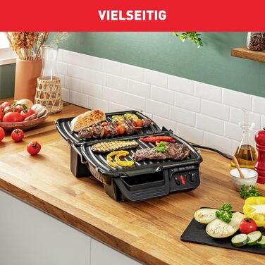 Tefal Contact Grill 2in1 GC3050 | Sandwich Maker | Folds out as a tabletop grill/BBQ with double grilling surface | Adjustable thermostat | Non-stick coated | 2000W | 38.3x21x38.8cm Single without baking function
