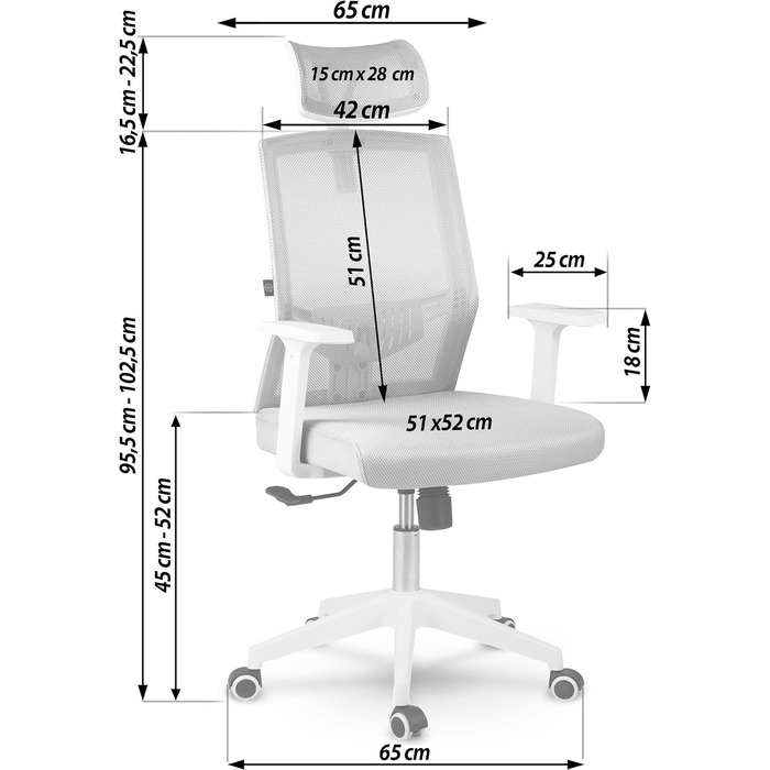 Офісний стіл Rotar - ергономічне крісло для офісу з регулюванням висоти, зручне та практичне, з дихаючою тканиною, стабільна конструкція, 67 x 65 x 125 см, колір бежевий