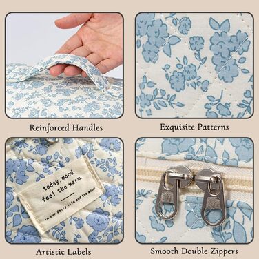 Набір 3 косметичні сумки для подорожей: дамська культбагаж з квітковим візерунком, степенева культбагаж, косметичка для макіяжу, портативна сумочка для дівчат та жінок (блакитний квітковий принт)