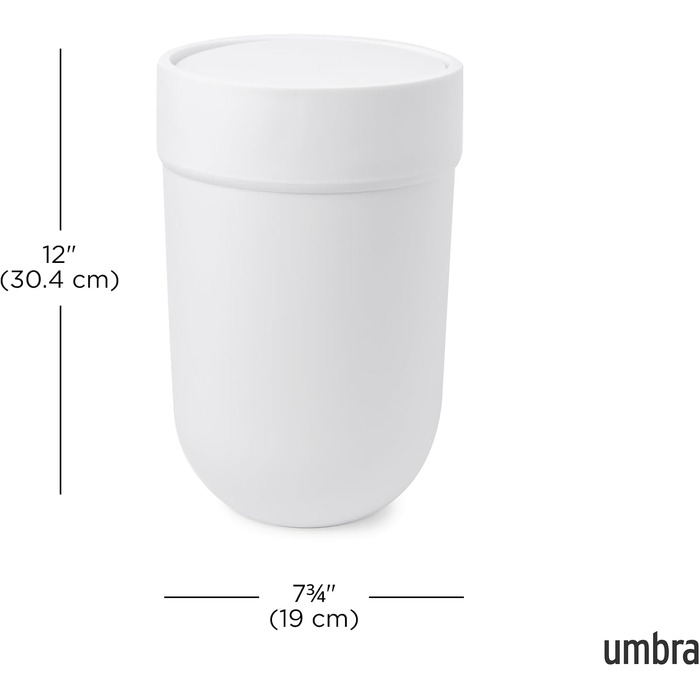 Сміттєвий відер Umbra Touch з гойдальним кришкою, 6 л, білий