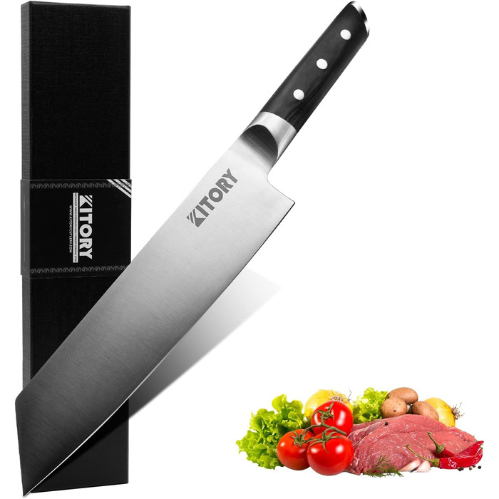 Кухонний ніж-топірець Kitory Hackmesser 18 см, з високоякісної нержавіючої сталі, з ручкою Pakkawood (Mtd08de)