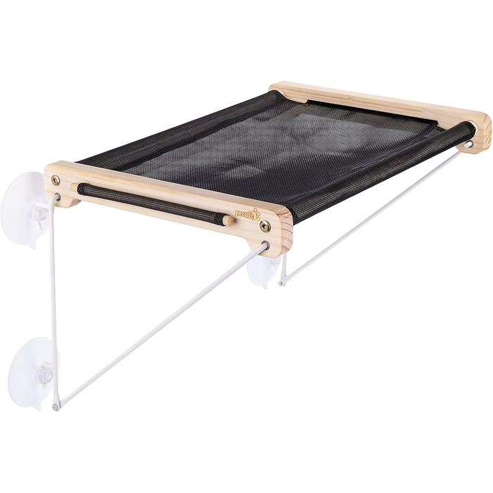 Ліжко-гамак для котів на вікно до 15 кг з масиву дерева та металу, 46 x 32 см