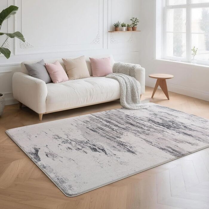 Килим Safunion для вітальні: великий, сучасний, абстрактний, короткий ворс, м'який, для спальні (80x120 см, 120x160 см), абстрактний, слонова кістка/багатобарвний