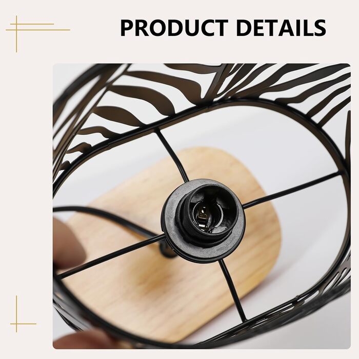 Настільна лампа дерев'яна вінтажна E14, чорна з дерев'яним цоколем та металевим абажуром, для дитячої кімнати, вітальні, спальні, бару