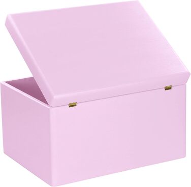 Large Wooden Box with Lid - All-Purpose Wooden Box - Storage Box | Toy Chest - Gift Packaging | Decorative Box for Crafting FSC® (approx. 40 x 30 x 24 cm | XL, Pink)