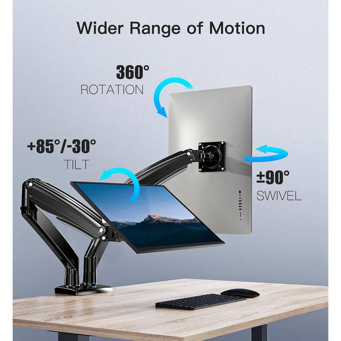 Тримач для монітора HUANUO - 2 монітори, 13-40 дюймів, VESA 75/100 мм, для геймінгу, 2-12 кг