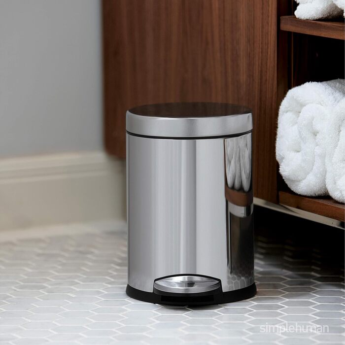 Сміттєвий відер з педаллю simplehuman CW1853CB, 4.5 л, круглий, нержавіюча сталь (латунь) для ванної кімнати, офісу та спальні
