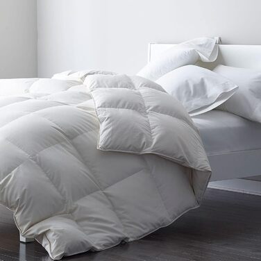 DWR Down Comforter 220x240cm, medium all-season duvet 100% organic cotton, transitional duvet 220x240cm, down and feather comforter, Oeko-TEX certified, White King / 220 x 240 cm White / All-season duvet