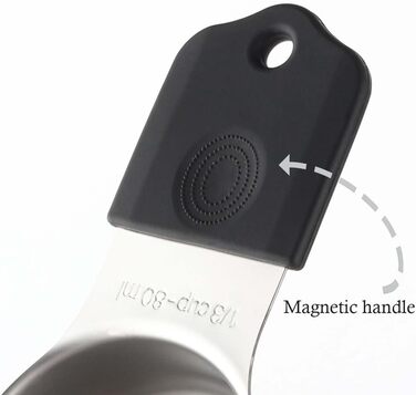 Stainless Steel Measuring Cup Set, Robust Metal Measuring Cups for Dry and Liquid Ingredients (Black)