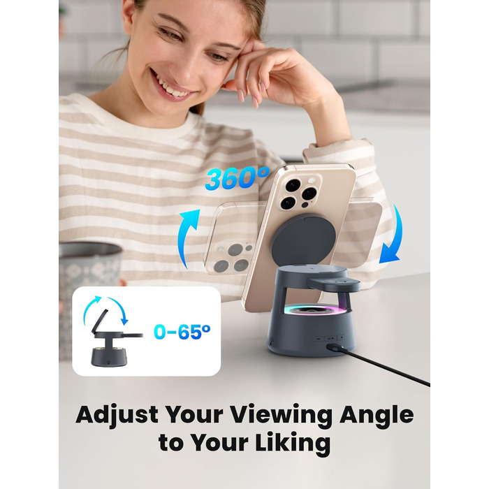 Bluetooth-динамик NEUTYPECHIC 5-в-1 зі зарядкою, лампою, тримачем та нічником