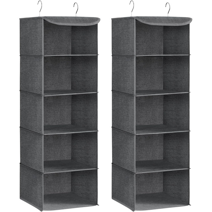 Організатор для шафи SONGMICS, навісний, складний, з металевими гачками та бамбуковими вставками (сірий, 2 шт.)