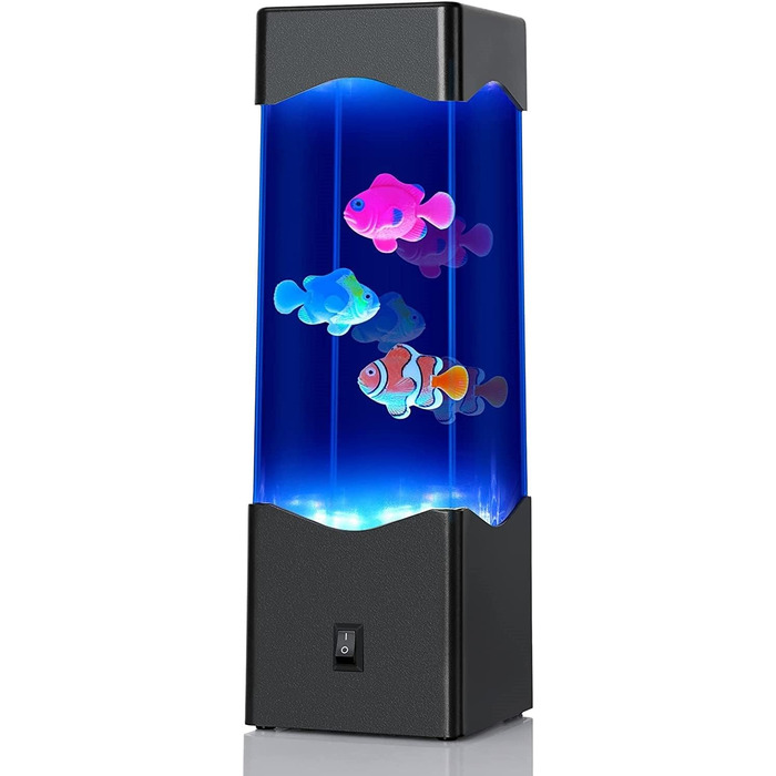 SENCU Aquarium Lamp, Lava Lamp Kids Room Reading Lamp Water Column with Fish USB Powered/Battery Operated Mood Light Fantasy, Night Light Living Room Decor Bedroom (Black)