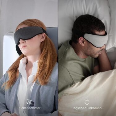 Ostrichpillow - Маска для сну | Ергономічна 3D-маска для сну | Підлаштовується під форму обличчя | Блокує світло для повної темряви | Сірий колір (Midnight Grey)