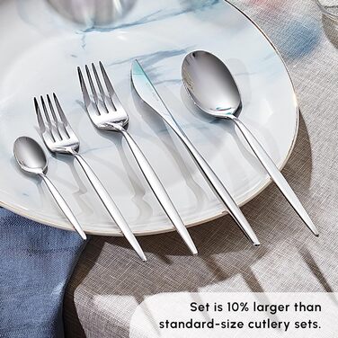 Karaca Lisbon Cutlery Set with Box Set, 60-Piece, for 12 People, 18/10 Stainless Steel Cutlery Set, Dishwasher Safe, Perfect for Everyday Use, Premium Quality