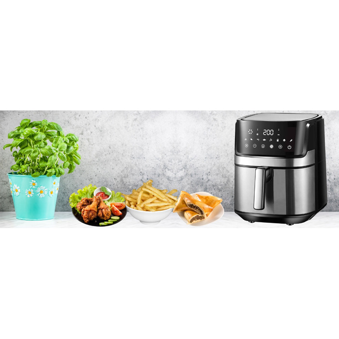 Аерофритюрниця Air Fryer: Безмасляна фритюрниця з великою чашею XL 8л, 1850 Вт