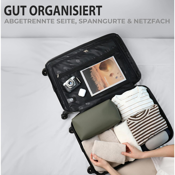 Набір валіз FERGÉ Milano 5-в-1: 3 розміри + сумочка для косметики + сумка для подорожей. Легкі валізи на 4 колесах, бежево-коричневий колір