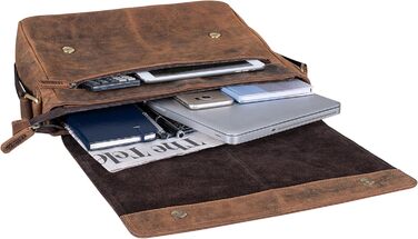 Сумка-месенджер LEABAGS Oxford з натуральної шкіри 15 дюймів для ноутбука (38x31x10 см) – чоловіча/жіноча, вінтажний темно-коричневий колір