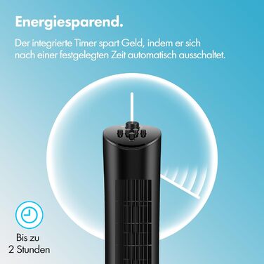 VonHaus Турмаліновий вентилятор 102 см з WiFi та розумним керуванням (Alexa/Google Home). Електричний вентилятор з пультом, таймером 12 год, 70° осциляція, для дому та офісу, чорний.