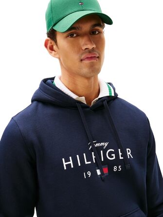 Чоловічий худі Tommy Hilfiger Brand Love Big Hilfiger з капюшоном, синій (Desert Sky), розмір M, артикул MW0MW41427