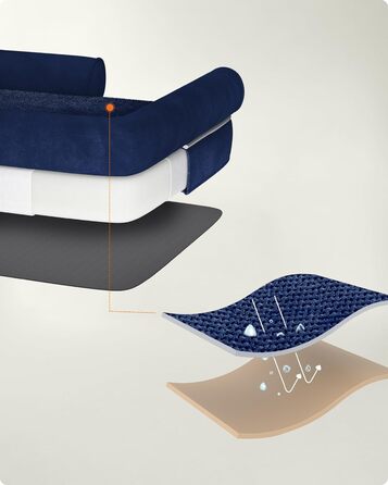 Feandrea Orthopedic Dog Bed, Dog Cushion, Dog Basket, Soft Padding, Dog Sofa, Raised Edges, Removable and Washable Cover, 91 x 71 x 20 cm, Non-Slip Bottom, PGW076G01 (L 120 x W 85 x H 20 cm, Anthracite Blue)