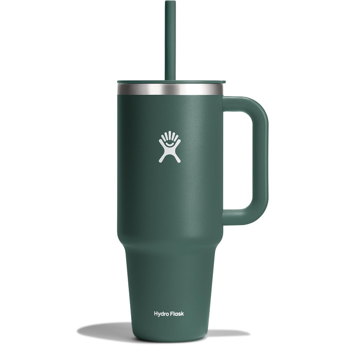 Термостакан Hydro Flask Travel Tumbler 1180 мл з кришкою та трубою, нержавіюча сталь, вакуумна ізоляція, колір Tannengrün