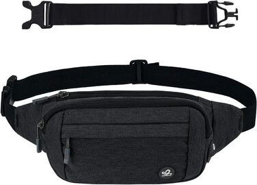 WATERFLY Поясна сумка на пояс для чоловіків та жінок: спортивна сумка на талію, сумка-шоппер, сумка на стегно для подорожей, піших прогулянок, дресирування собак, активного відпочинку на природі. Чорний, сірий колір.