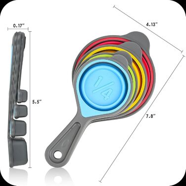 Collapsible Measuring Cup and Spoon Set, 16-Piece Portable Silicone Measuring Cup and Spoon, Food-Grade Silicone Measuring Tool Set, Yellow-Green Color (Random Rainbow)